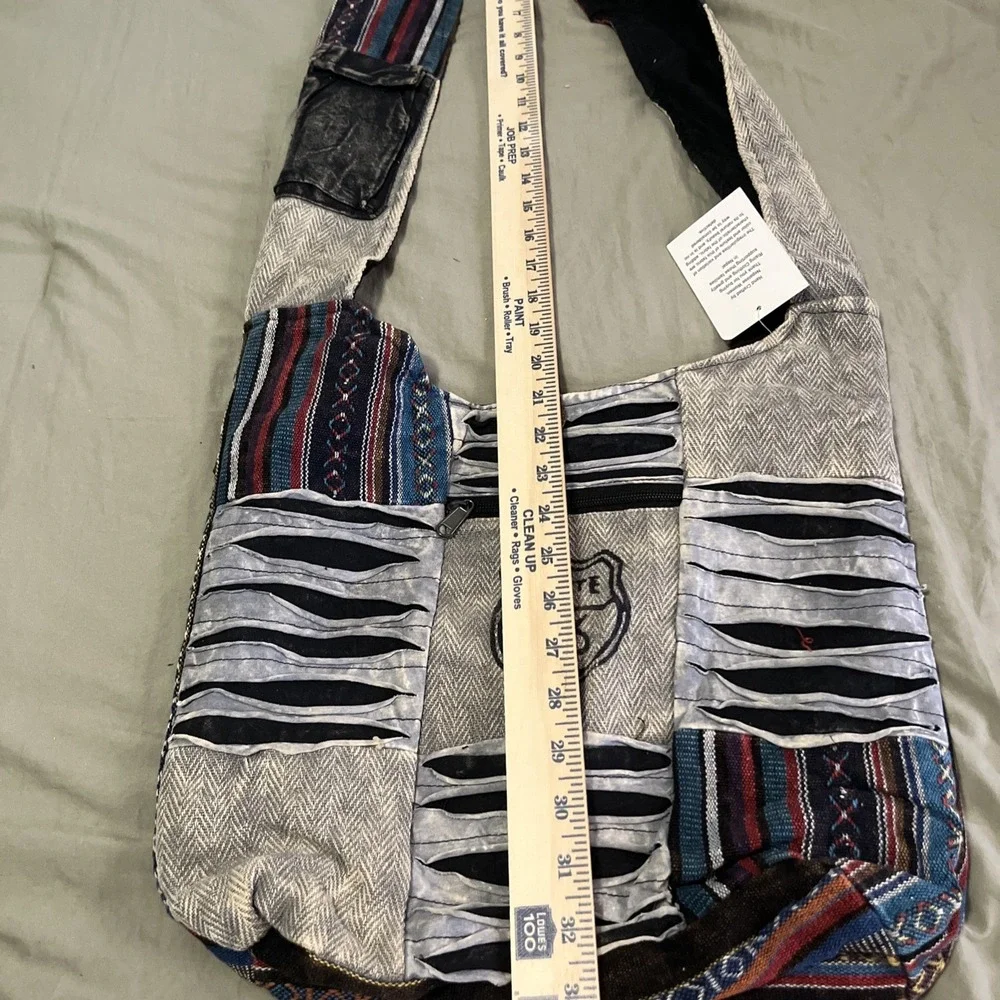 ROUTE 66  RISING INTER Boho  Bag FAIR TRADE Nepal THREE OUTSIDE POCKETS